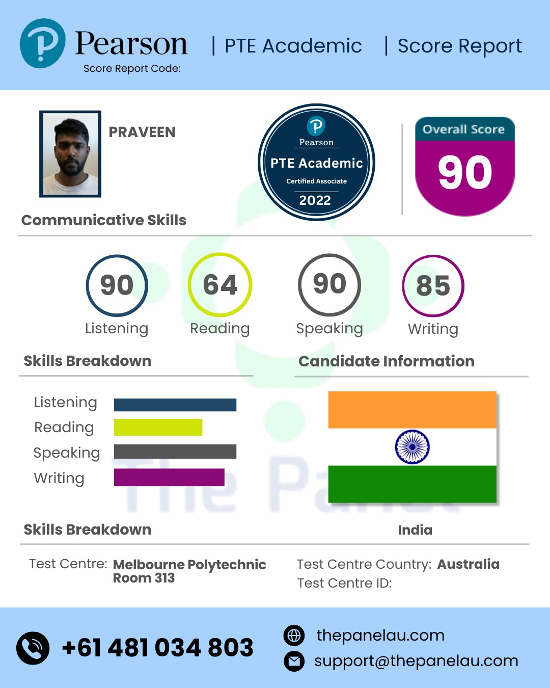 PTE Academic Scorecard