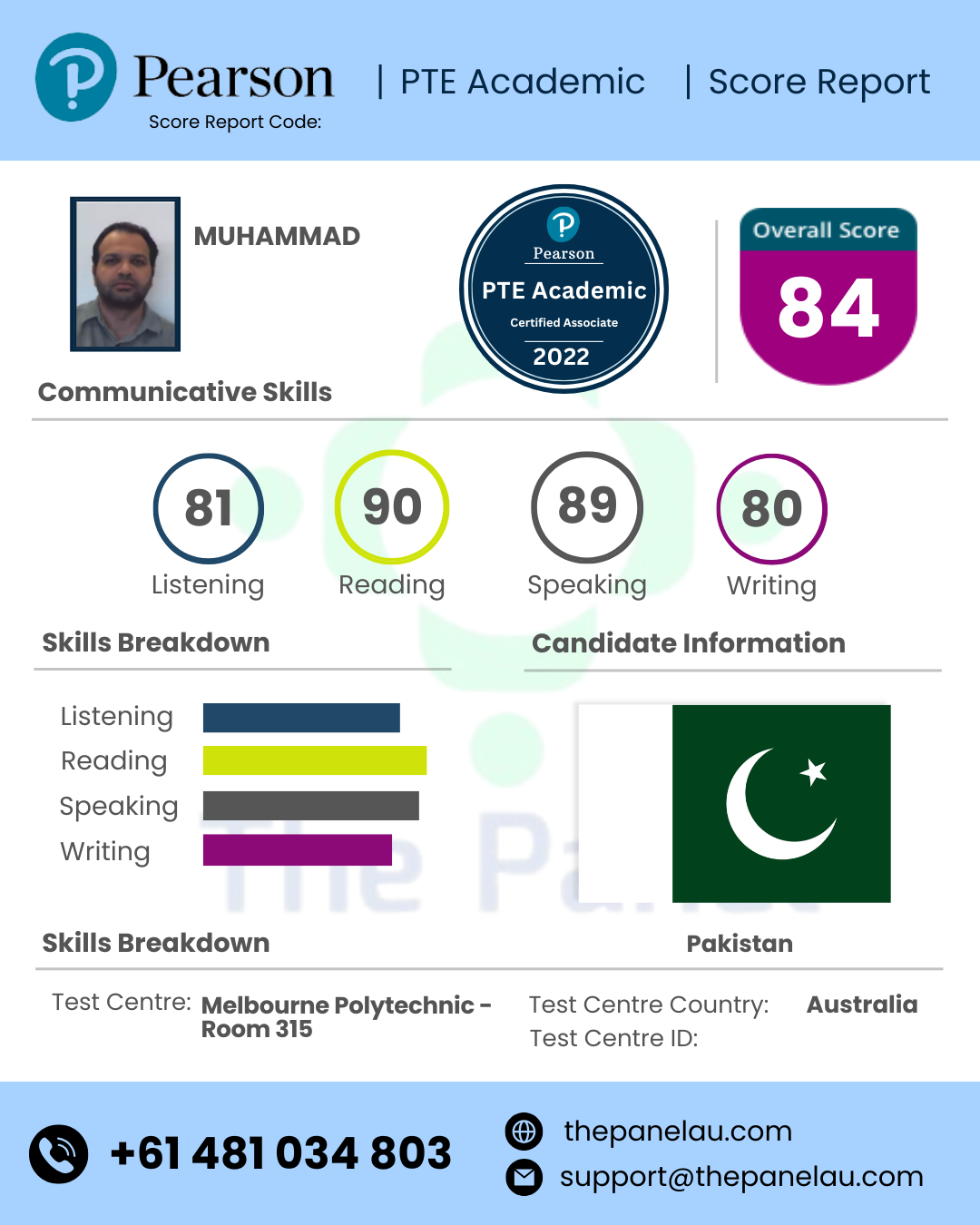 PTE Academic Scorecard